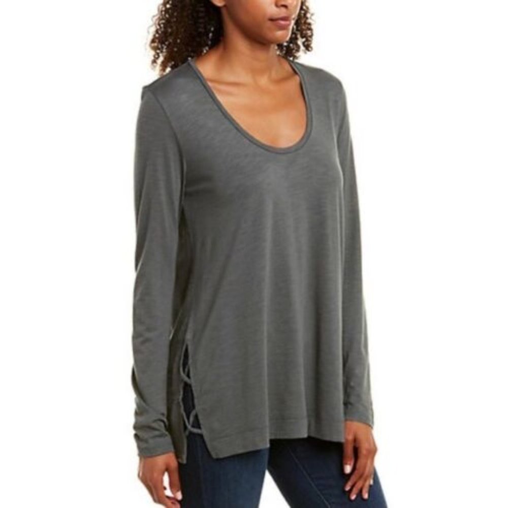Lilla P Size XS Green Long Sleeve Tunic Tee Pima Cotton Modal Blend NWT